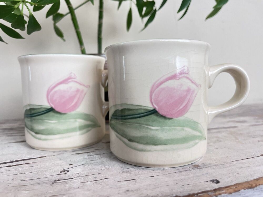 Vintage Shabby Chic Pfaltzgraff “Garden Party” Coffee/Tea Mugs Set Cottage Core
